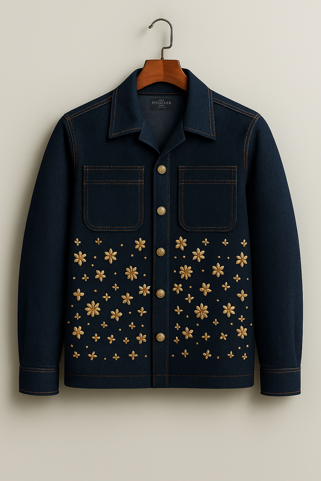 Poshaak Denim Touch Golden Flower