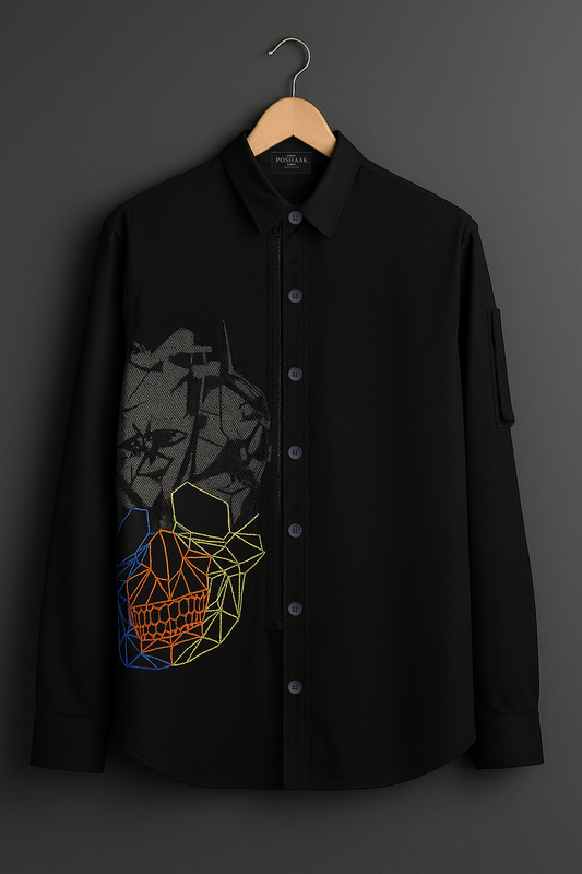 Premium Designer Shirt Black Skull